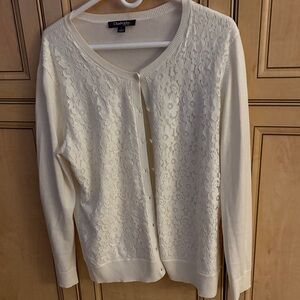 Chadwicks Ivory Floral Lace Cardigan